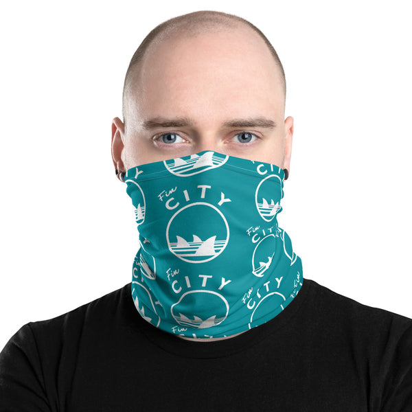 Fin City - Teal Step Repeat Neck Gaiter